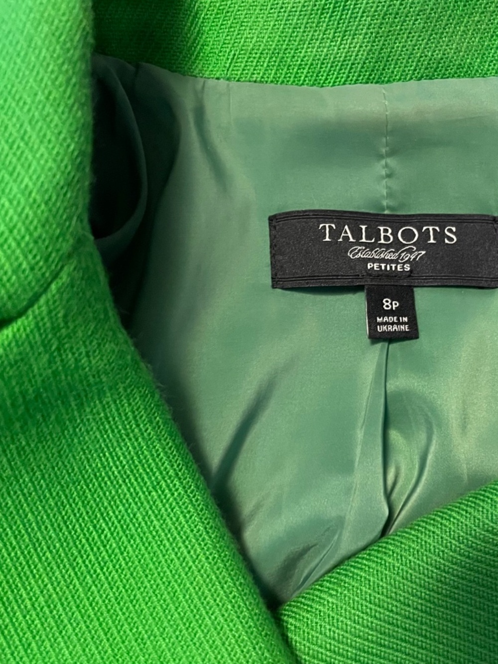 Talbots Green Peacoat Blazer - 8P - Picture 8 of 8